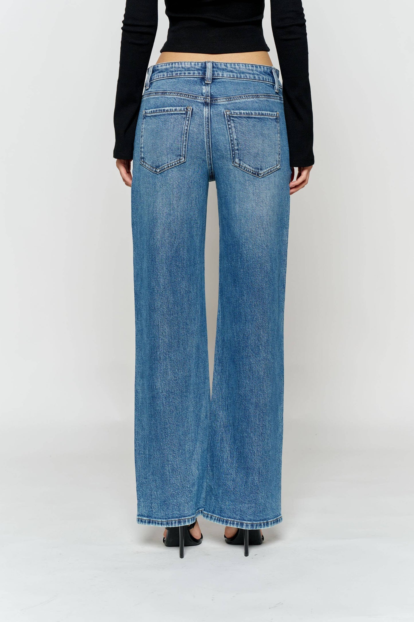 OPEN PACK Mid Waist Relaxed Wide Leg Jeans WXP7057