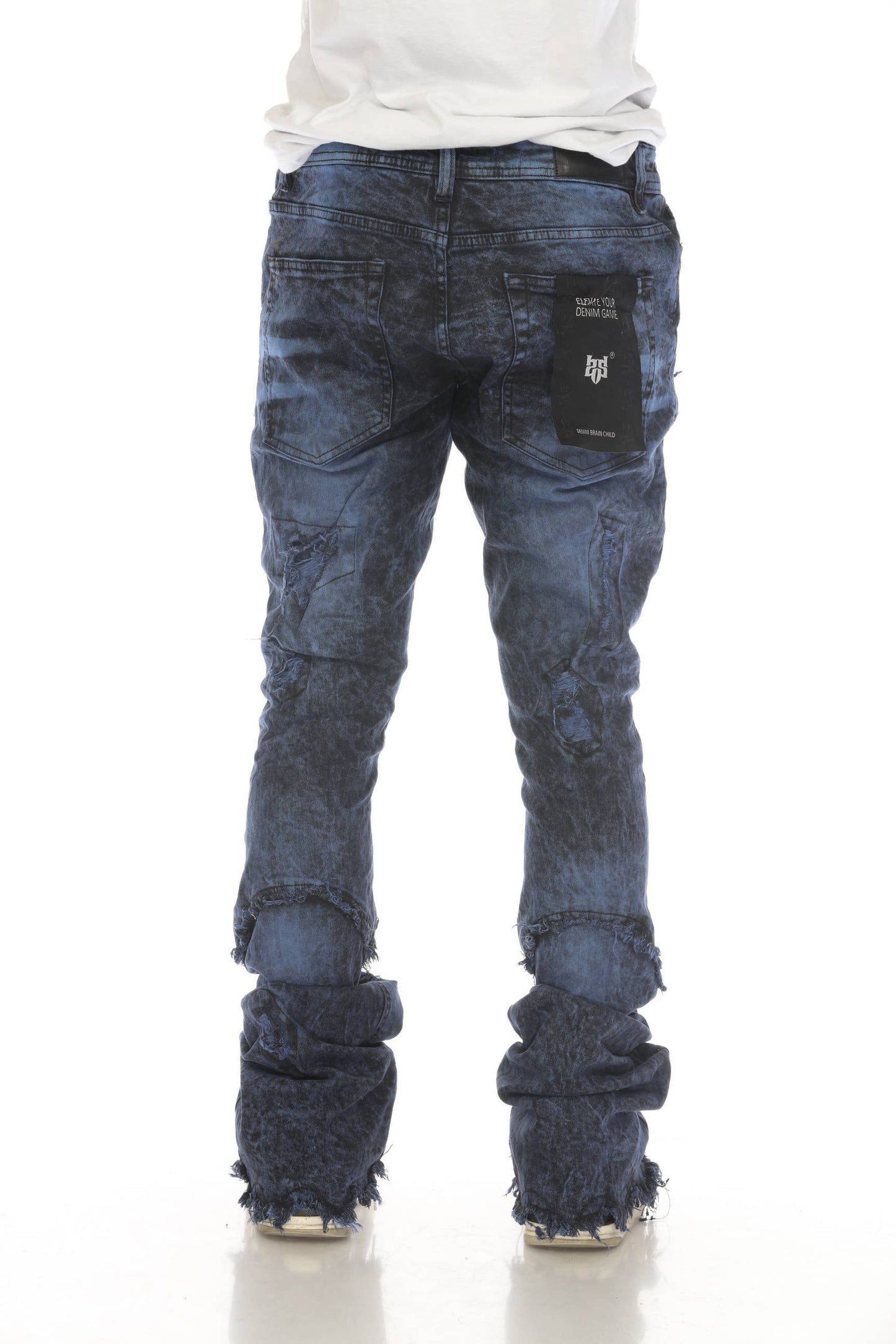 Black / Blue Vintage Wash Stacked Flare Jeans