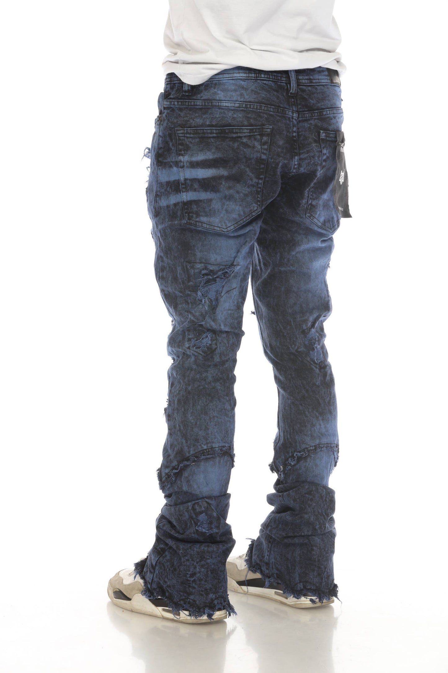 Black / Blue Vintage Wash Stacked Flare Jeans