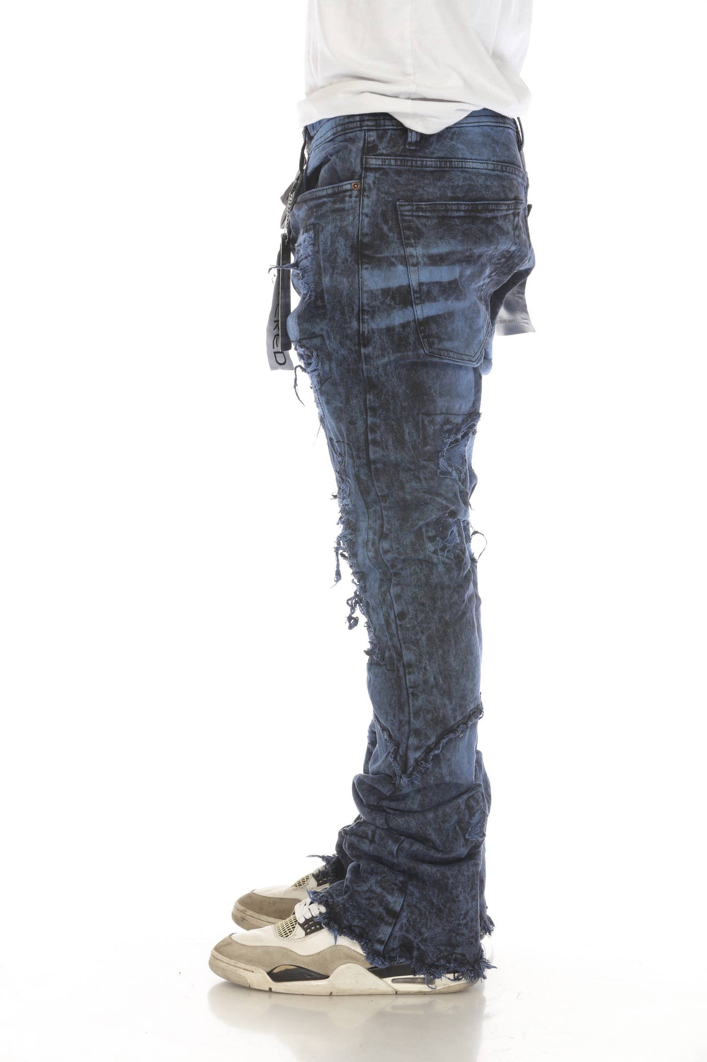 Black / Blue Vintage Wash Stacked Flare Jeans