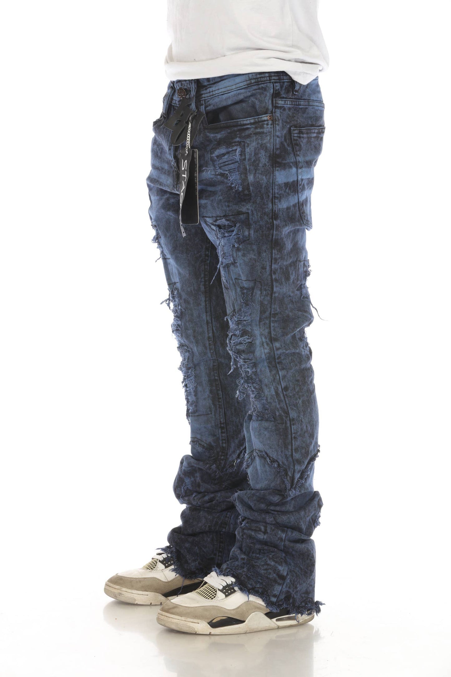 Black / Blue Vintage Wash Stacked Flare Jeans