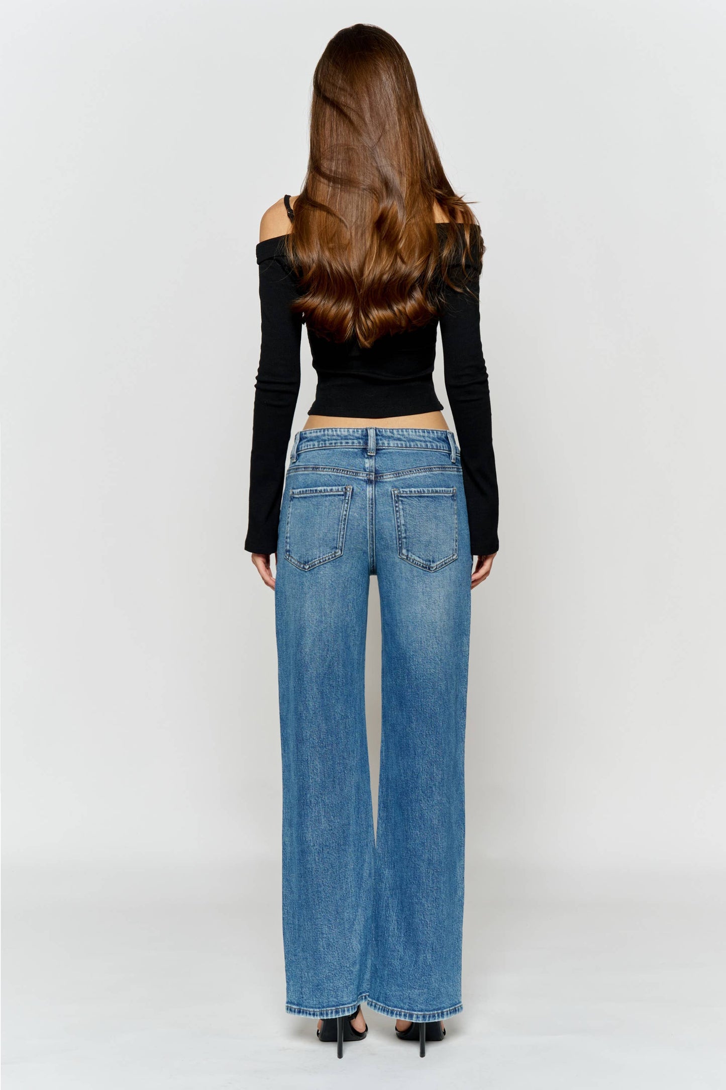 OPEN PACK Mid Waist Relaxed Wide Leg Jeans WXP7057