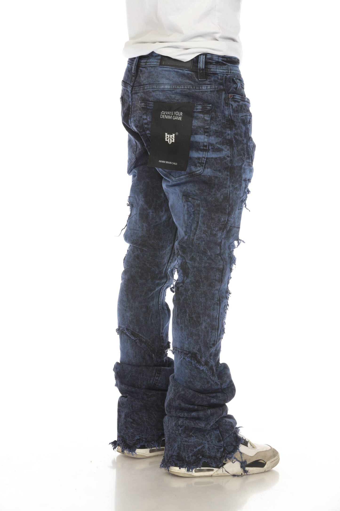 Black / Blue Vintage Wash Stacked Flare Jeans