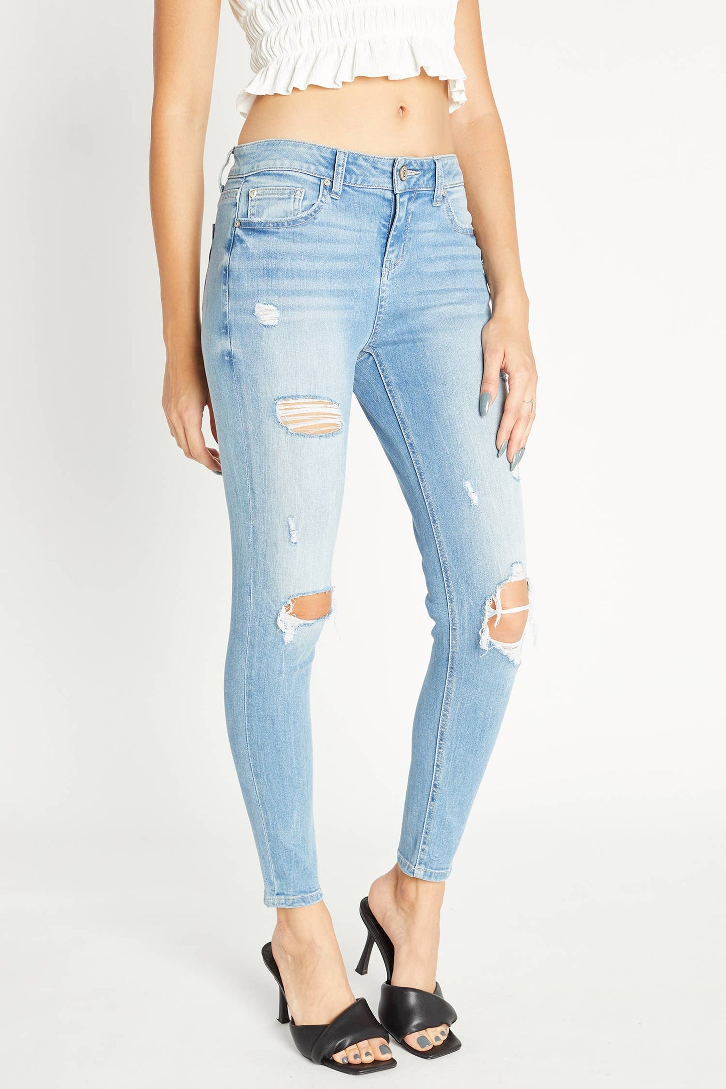 OPEN PACK Mid Rise Ankle Crop Skinny Jeans WEP3124